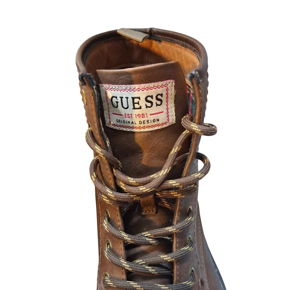 Guess GMCITIZEN-C Mens Brown Faux Leather Combat Lug Sole Lace Up Boots Size 11